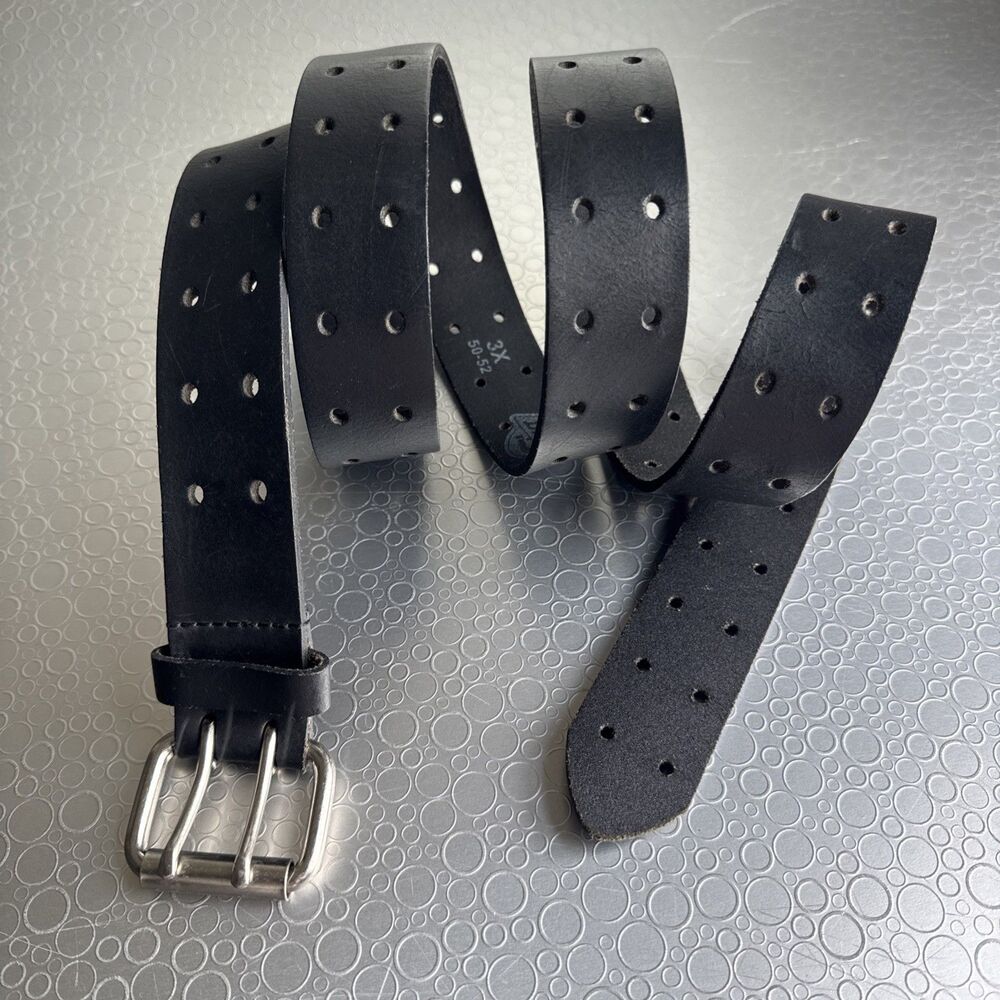 Dickies Mens Black Leather Double Prong Work Belt Big & Tall - Size 3X 50 52